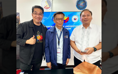 <p><strong>PARTNERSHIP.</strong> (From left to right) Scam Watch Pilipinas lead convenor Jocel de Guzman, Department of Migrant Workers (DMW) officer-in-charge, Undersecretary Hans Leo Cacdac, and Cybercrime Investigation and Coordinating Center (CICC) Executive Director, Undersecretary Alexander Ramos after the signing of a memorandum of agreement between the two government agencies on Monday (Feb. 5, 2024). The agreement seeks to create measures to counter the use of information and communications technology by criminals targeting overseas Filipino workers and their families.<em> (Photo courtesy of Jocel de Guzman)</em></p>