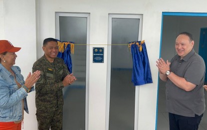 <p><strong>BATANES VISIT.</strong> Defense Secretary Gilberto C. Teodoro Jr. (right) and Armed Forces of the Philippines (AFP) chief Gen. Romeo Brawner Jr. (2nd from left) visit the AFP's Mavulis Island detachment on Tuesday (Feb. 6, 2024). During his visit, Teodoro called on the AFP to increase their presence in the country's northernmost province. <em>(Photo courtesy of Naval Forces Northern Luzon)</em></p>