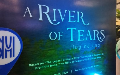 <p><strong>ART EXHIBIT</strong>. The Ilog na Lua (River of Tears) art exhibit runs from Feb. 10 to 16, 2024 at a mall in Dagupan City, Pangasinan. It features the artworks of 10 Sarag Mi female artists based on the legend of Pantal River by Regino Ravanzo Jr. <em>(PNA photo by Hilda Austria)</em></p>