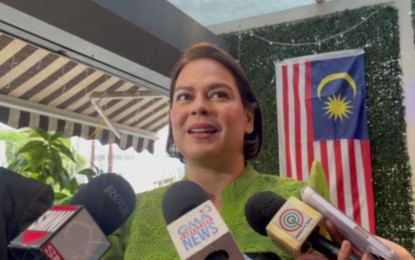 <p><strong>EARLY CHILDHOOD DEV’T</strong>. Vice President and Education Secretary Sara Duterte lauds the early childhood development course in a vocational college in Malaysia, during an interview on the sidelines of her engagement in the country on Tuesday (Feb. 13, 2024). She said she looks forward to discussing such strategies with the early childhood development council in the Philippines. <em>(Screengrab)</em></p>