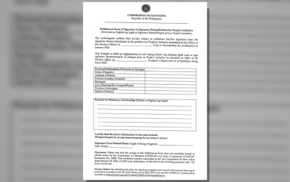 PI signature withdrawal form now available at Comelec offices