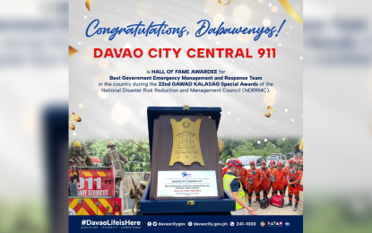 Davao’s Central 911 is Gawad Kalasag Hall of Famer