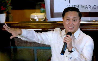 <p><strong>PH MARITIME ZONES LAW.</strong> Senator Francis Tolentino discusses the importance of the proposed Philippine Maritime Zones Act at the Kapihan sa Manila Bay forum in Malate, Manila on Feb. 28, 2024. Tolentino on Monday (March 25) urged the Department of Foreign Affairs to establish research and development alliances with maritime countries as a means of mobilizing international support for the Philippines in the West Philippine Sea. <em>(PNA photo by Yancy Lim)</em></p>
