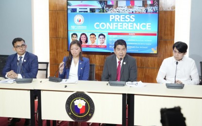 <p><strong>FIGHT VS. CORRUPTION</strong>. House Assistant Majority Leaders Raul Angelo Bongalon of Ako Bicol party-list and Mikaela Angela Suansing of Nueva Ecija, Deputy Minority Leader for Communications and ACT-CIS Party-list Rep. Erwin Tulfo, and House Committee on Labor and Employment chairperson Fidel Nograles of Rizal hold a press briefing at the House of Representatives in Quezon City on Tuesday (March 5, 2024). They said the strong resolve of the Marcos administration in going after erring officials and employees of the National Food Authority is a testament to President Ferdinand R. Marcos Jr.’s commitment to eradicate corruption. <em>(Photo courtesy of House of Representatives)</em></p>