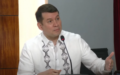 <p><strong>HOUSE PROBE</strong>. Quezon Rep. Mark Enverga announces that the House Committee on Agriculture and Food will investigate the alleged improper sale of National Food Authority’s rice buffer stocks during a press conference on Wednesday (March 6, 2024). The inquiry will be held on Thursday (March 7). <em>(Screengrab)</em></p>