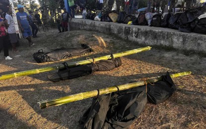 <p><strong>WEAKENED.</strong> The cadavers of three of the four fatalities during a clash between government troops and New People’s Army (NPA) rebels in San Joaquin, Iloilo on Feb. 28, 2024. Lt. Col. J-Jay Javines, chief of the 3rd Division Public Affairs Office, said in an interview on Thursday (March 7, 2024) that the two fronts of the NPA in Panay are already weakened and they target to dismantle them in the third quarter of the year and eventually declare a state of Stable Internal Peace and Security in Panay before 2024 ends. <em>(Contributed photo)</em></p>