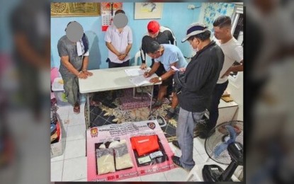 <p><strong>BUSTED.</strong> Two drug suspects are processed by the Southern Police District Drug Enforcement Unit after their arrest during a buy-bust in Barangay 111, Pasay City on Thursday (March 7, 2024). The suspects yielded about 1.830 kg of suspected shabu worth PHP12.4 million. <em>(Photo courtesy of SPD)</em></p>