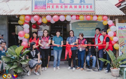 <p><strong>LIVELIHOOD.</strong> Claver, Surigao del Norte Mayor Georgia Gokiangkee (3rd left) and Vice Mayor Leah Patan (4th left) lead the turnover of livelihood projects to seven associations in the town on Thursday (March 7, 2024). Some PHP2.5 million worth of projects were released to the recipient groups through the Sustainable Livelihood Program of the Department of Social Welfare and Development.<em> (Photo courtesy of Claver MIO)</em></p>