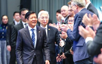 <p><strong>SECURING INVESTMENTS.</strong> President Ferdinand R. Marcos Jr. meets with German business leaders at the Philippine-German Business Forum in Berlin on Tuesday (March 12, 2024). Marcos has secured at least USD4 billion (PHP 222 billion) worth of investments in various sectors during his working visit to Germany. <em>(PCO photo)</em></p>