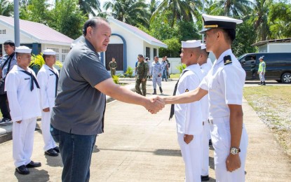 <p><strong>ENHANCING ARCHIPELAGIC DEFENSE.</strong> Defense Secretary Gilberto Teodoro Jr. (left) visits a naval detachment of the Naval Installations and Facilities - Northern Luzon in Casiguran, Aurora on Thursday (March 14, 2024). The facility is expected to help protect the Philippine Rise and improve the country's defenses through the Comprehensive Archipelagic Defense Posture. <em>(Photo courtesy of the DND)</em></p>