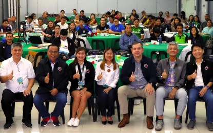 <p><strong>ORIENTATION.</strong> The Private Schools Athletics Association (PRISAA) Region 3 hosts the National Grassroots Sports Summit Workshop at the Angeles University Foundation in Pampanga on Friday (March 15, 2024). PRISAA Region 3 President Abraham Cruz and National Executive Director Elbert Atilano (from left to right), Commission on Higher Education (CHED) Region 3 Officer-in Charge Dr. Lora Yusi, Philippine Sports Commission (PSC) consultant Dr. Kate Belaniso, Chairman Richard Bachmann and Commissioners Matthew 'Fritz' Gaston and Edward Hayco. <em>(PSC photo) </em></p>