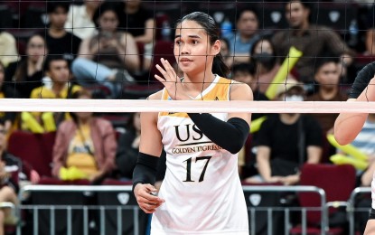 <p><strong>LEADING SCORER</strong>. Angge Poyos is expected to lead University of the Santo Tomas against Adamson University in the UAAP Season 86 women's volleyball tournament at the Smart Araneta Coliseum on Saturday (March 16, 2024). The Tigresses have won six matches. <em>(UAAP photo) </em></p>