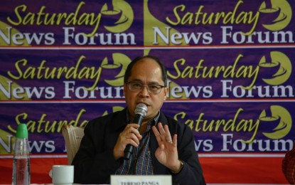 <p><strong>INVESTMENTS</strong>. Philippine Economic Zone Authority Director General Tereso Panga speaks during the Saturday News Forum in Quezon City on March 16, 2024. The PEZA has approved PHP14.95 billion in investments from January to March 15. <em>(PNA photo by Joan Bondoc)</em></p>