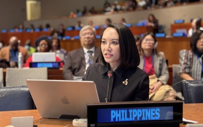<p>Social Welfare and Development Undersecretary Emmeline Aglipay-Villar during an interactive expert dialogue at the 68th Session of the UN Commission on the Status of Women (UN CSW68) in New York on March 18. <em>(Photo courtesy of PCO) </em></p>