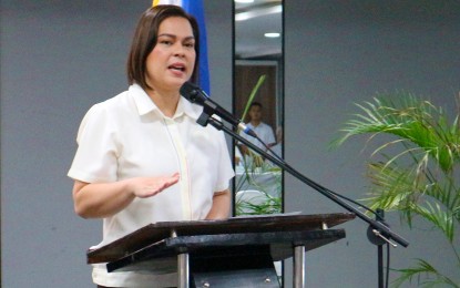 <p><strong>FIGHT VS. TERRORISM.</strong> Vice President Sara Duterte delivers her speech during a meeting of the Joint Regional Task Force to End Local Communist Armed Conflict in Davao City on Feb. 28, 2024. Duterte on Tuesday (March 19) called for a collective action against terrorism following the death of four soldiers in an ambush in Maguindanao del Sur. <em>(PNA photo by Robinson Niñal Jr.)</em></p>