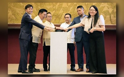 <p>Symbolic e-Apostille launching ceremony on March 19, 2024 with (from left) Jun Yupitun of Pilipinas Teleserv, Office of Consular Affairs Assistant Secretary Adelio Angelito Cruz, Foreign Affairs Undersecretary Antonio Morales, Information and Communications Technology Undersecretary David Almirol, Philippine Statistics Authority Deputy National Statistician Clemente Manaog and Department of Foreign Affairs - Office of Consular Affairs Authentication Division Director Dyan Kristine Pastrana<em> (Photo courtesy of James Ryan Artiaga/DFA-OPD) </em></p>