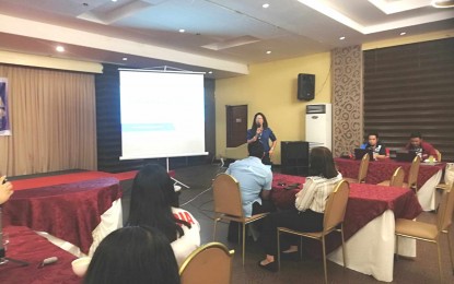 <p><strong>LIFELINE RATE. </strong>Pantawid Pamilyang Pilipino Program (4Ps) Division Chief Belen Gebusion gives updates on the implementation of the program in a media forum on Thursday (March 22, 2024). Gebusion said Antique has a high registration of 4Ps in Western Visayas, with 5,770 household beneficiaries availing of the electricity lifeline rate program. (<em>PNA photo by Annabel Consuelo J. Petinglay)</em></p>