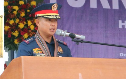 <p><strong>NEW DIRECTOR</strong>. Col. Richard Bad-Ang (in photo) is installed on Friday (March 22, 2024) as the new city director of the Davao City Police Office, replacing Col. Alberto Lupaz. Bad-Ang vowed to foster strong partnerships with other law enforcement non-profit and civic organizations to create safer places for everyone to live, work, and enjoy life.<em> (PNA photo by Robinson Niñal Jr.)</em></p>