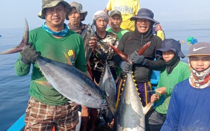 <p><strong>SEA BOUNTY</strong>. Tuna catch weighing 216 kilograms of Dilavo Fishermen Association in Pasuquin, Ilocos Norte on Tuesday (March 26, 2024) through lambaklad fishing. Lambaklad is being promoted by the Bureau of Fisheries and Aquatic Resources to boost the income of small scale fishermen. <em>(Photo courtesy of Dilavo Fishermen Association)</em></p>