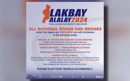 DPWH: 3 Cordillera roads have limited access to motorists