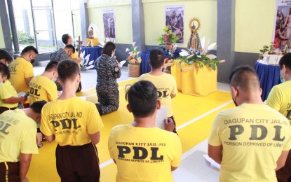<p><strong>FAITH ALIVE. </strong>Jail officers and PDLs participate in the stations of the cross in this undated photo. The BJMP on Wednesday (March 27, 2024) said jail visitations would continue amid the Holy Week while spiritual activities have been set for PDLs for the solemn observance of the Holy Week. <em>(Photo courtesy of BJMP).</em></p>