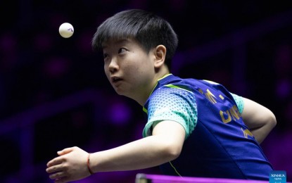 <p><strong>CHAMPION</strong>. Sun Yingsha of China serves the ball during the women's singles final match against Wang Manyu also of China at the 2024 WTT Champions Incheon 2024 at Inspire Arena in Incheon, South Korea on Sunday (March 31, 2024). Sun defeated Wang to win the title. <em>(Photo by Jun Hyosang/Xinhua)</em></p>