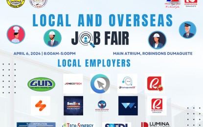 <p><strong>OPPORTUNITIES</strong>. More than one thousand vacancies are up for grabs during the local and overseas job fair to be held on Saturday (April 6, 2024) in Dumaguete City, Negros Oriental. This is the first job fair this year to be initiated by the local government through its Public Employment Service Office.<em> (Infographic from PESO Dumaguete City's Facebook page)</em></p>