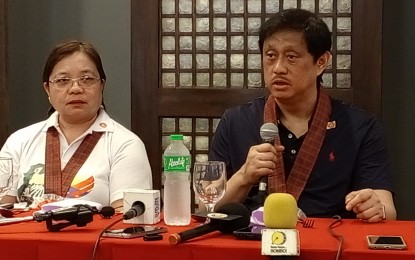 <p><strong>LAND OWNERSHIP</strong>. Department of Agrarian Reform Secretary Conrado Estrella III (right) and Western Visayas Regional Director Sheila Enciso in a press conference in Bago City, Negros Occidental on Monday (April 8, 2024). Estrella joined President Ferdinand R. Marcos Jr. during the distribution of certificates of land ownership award and support services to agrarian reform beneficiaries in Negros Occidental on the same day.<em> (PNA photo by Nanette L. Guadalquiver)</em></p>