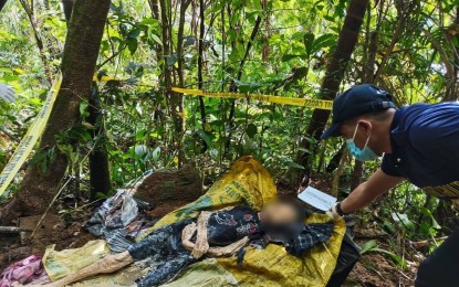 <p><strong>RETRIEVED.</strong> The exhumed remains of the New People's Army (NPA) member in Sogod, Southern Leyte. The recent exhumation of remains that belonged to a rebel unfolds the NPA's negligence toward the value of human life, the Philippine Army said on Monday (April 8, 2024). <em>(Photo courtesy of Philippine Army)</em></p>