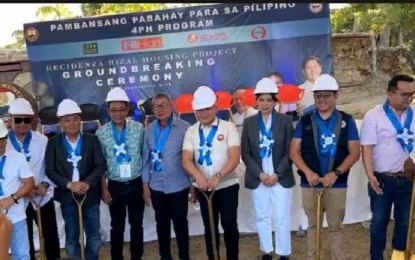 <p><strong>AFFORDABLE HOUSING</strong>. Government officials at the groundbreaking ceremony of Recidenza Rizal housing project in Barangay Real, Calamba City on Monday (April 8, 2024). The Department of Human Settlements and Urban Development said four 12-storey residential building will be built under the flagship program Pambansang Pabahay Para sa Pilipino of President Ferdinand R. Marcos. Jr. <em>(PNA photo by Zen Trinidad)</em></p>