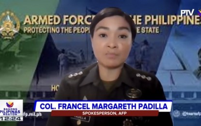 <p>AFP spokesperson Col. Francel Margareth Padilla<em> (Screengrab from PTV)</em></p>