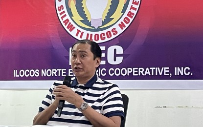 <p><strong>LOWER POWER RATE</strong>. Ilocos Norte Electric Cooperative Acting general manager Cipriano Martinez on Wednesday (April 10, 2024) said power rates for April 2024 have been reduced by PHP0.50/kWh to PHP10.4897/kWh to lessen the burden among consumers who are suffering from the rising heat index. He said the rate reduction materialized after Aboitiz Power Corporation allowed INEC to delay the payment of around PHP13 million, for its PHP200 million payables, this month.<em> (Photo by Leilanie Adriano)</em></p>
