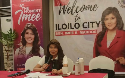 <p><strong>INTERVENTION</strong>. Senator Imee Marcos calls on local government units in Iloilo to help enlist their farmers with the Registry System for Basic Sectors in Agriculture (RSBSA), so they get their “rightful share” from the assistance provided by the Department of Agriculture (DA) at a press conference on Thursday (April 11, 2024). Data from the Office of the Civil Defense Western Visayas showed that as of March 27, the damage to agriculture in the region reached over PHP770.58 million, with 20,610 affected farmers and fisherfolk; 10,116 came from Iloilo. <em>(PNA photo by PGLena)</em> </p>