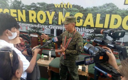 <p><strong>ROTC REVIVAL</strong>. Lt. Gen. Roy Galido on Friday (April 12, 2024) says the Philippine Army is studying ways of improving the Reserved Officers Training Corps (ROTC) program amid public support for making it compulsory again. The Army's highest-ranking officer cited a Pulse Asia survey showing that 69 percent of Filipinos favor the program's revival. <em>(PNA photo by Miguel Gil)</em></p>