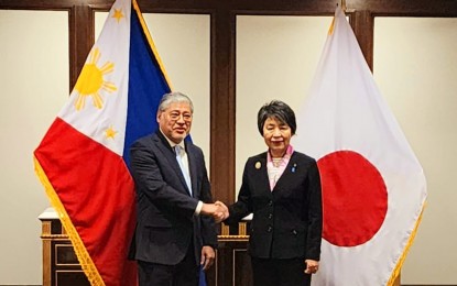 <p><strong>BOOSTING COOPERATION.</strong> Foreign Affairs Secretary Enrique Manalo (left) and Japanese Foreign Minister Yoko Kamikawa hold a bilateral meeting on the margins of the historic leaders’ summit between the Philippines, Japan, and the US in Washington D.C. on Thursday (April 11, 2024). Manila and Tokyo will convene a '2+2' ministerial meeting this year to build on their rapidly growing economic and defense cooperation.<em> (Photo courtesy of DFA Secretary Manalo/X)</em></p>