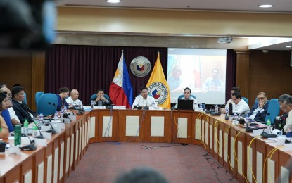 <p><strong>CONTINGENCY PLANS.</strong> The House Committee on Overseas Workers Affairs holds a briefing on the country's crisis plan for overseas Filipino workers (OFWs) in the face of rising tensions in the Middle East, at the House of Representatives in Quezon City on Thursday (April 18, 2024). Foreign Affairs Undersecretary Eduardo De Vega assured that contingency plans are in place for OFWs in case of emergencies and crisis situations amid the volatile security situation in the region. <em>(Photo courtesy of the office of Kabayan Party-list Rep. Ron Salo)</em></p>