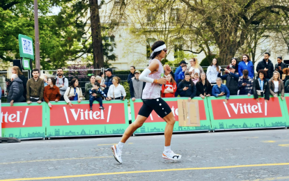 <p><strong>SECOND BEST</strong>. Fil-Am fashion model and athlete Tommy Ros Cuenca becomes the second-best American runner in the Paris Marathon 2024 on April 7, 2024. Cuenca also set his personal record after finishing the race in two hours and 50 minutes. <em>(Contributed photo)</em></p>
