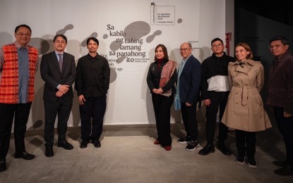 <p><strong>ART EXHIBIT.</strong> Senate President Pro Tempore Loren Legarda (4th from left) leads Philippine officials and artists during the vernissage (private viewing before the public exhibit) of the Philippine Pavilion's 60th International Art Exhibition - La Biennale di Venezia in Artiglierie, Arsenale, Venice, Italy on Friday (April 19, 2024). The exhibition, which will run from April 20 to November 24, offers a glimpse into the multifaceted soul of Mount Banahaw and its surrounding region. <em>(Photo courtesy of Senator Legarda’s office)</em></p>