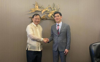 <p><strong>COURTESY CALL.</strong> Department of Information and Communications Technology (DICT) Secretary Ivan John Uy (left) with Japanese Ambassador to the Philippines Endo Kazuya during a courtesy call at the Sofitel Plaza in Pasay City on April 19, 2024. During the meeting, Uy sought the support of the Japanese government towards having more investments from Japanese companies in the Philippines' ICT sector. <em>(Photo courtesy of DICT)</em></p>