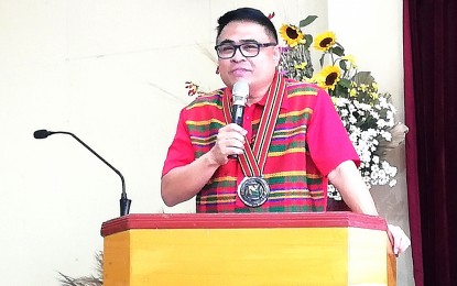 <p><strong>FINDING SITES</strong>. Dr. Ivan Anthony Henares, Secretary General of the National Historical Commission, is urging the provincial government of Benguet to identify historical, cultural, and heritage sites like mining areas. In his speech during the awarding of the Benguet Indigenous Youth Arts Guild (BIYAG) at the provincial capitol in the municipality of La Trinidad on Monday (April 22, 2024), he said mining was part of the province’s history and contributed to Benguet’s development.<em> (PNA photo by Liza T. Agoot)</em></p>