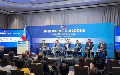 <p><strong>ECONOMIC DISCUSSIONS.</strong> Budget Secretary Amenah Pangandaman, Finance Secretary Ralph Recto and Socioeconomic Planning Secretary Arsenio Balisacan (2nd to 4th from left) showcase the compelling reasons why American investors should continue expanding their businesses in the Philippines during the Philippine Dialogue at The Ritz-Carlton in Washington, D.C. on April 17, 2024. It was attended by around 90 executives from US-based funds and corporations, multilateral institutions, and the public sector.<em><strong> (Photo courtesy of DOF)</strong></em></p>