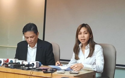 <p><strong>STABILIZING PRICES</strong>. Department of Trade and Industry Undersecretary Jose Edgardo Sunico (left) and Assistant Secretary Amanda Nograles answer questions from the media in a press conference at the DTI office in Makati City on Monday (April 22, 2024). The DTI held the conference following the National Price Coordinating Council meeting. <em>(PNA photo by Kris M. Crismundo)</em></p>