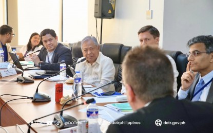 <p><strong>DOTR-ADB MEET.</strong> Department of Transportation Secretary Jaime Bautista (4th from left) with other DOTr officials and executives from the Asian Development Bank during the 4th DOTr-ADB coordination meeting on Wednesday (April 24, 2024). Bautista said the ADB's technical and financial assistance would help expedite big-ticket transportation items before the end of the Marcos administration. <em>(Photo courtesy of DOTr)</em></p>