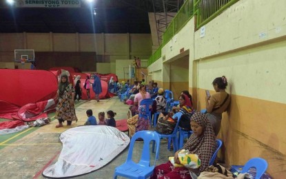 <p><strong>EVACUEES.</strong> Some of the displaced 300 families temporarily housed at the municipal gymnasium of Pigcawayan, North Cotabato, following a clash between two groups of the Moro Islamic Liberation Front on Wednesday (April 24, 2024). The evacuees are residents of the town's Barangay Banucagon. <em>(Photo from Pigcawayan LGU)</em></p>