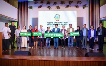 <p><strong>PROTECTING THE ENVIRONMENT.</strong> Department of the Interior and Local Government Secretary Benjamin Abalos Jr. (center) graces the 6th National Youth Environmental Summit in Baguio City on April 22, 2024. He called on Sangguniang Kabataan officials, and the youth sector to help the government in advocating for environmental protection and conservation. <em>(Photo courtesy of DILG)</em></p>