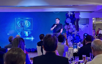 <p><strong>FIGHT FAKE NEWS.</strong> Speaker Ferdinand Martin G. Romualdez emphasizes broadcasters' vital role in combating fake news during the 51st-anniversary celebration of the Kapisanan ng mga Brodkaster sa Pilipinas held at the Manila Golf Club in Makati City Thursday night (April 25, 2024). He urged them to continue their intensified fight against fake news, misinformation, and disinformation, especially in social media, as these concerns undermine public trust in institutions. <em>(Photo courtesy of Speaker Romualdez’s office)</em></p>