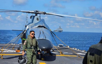 <p><strong>SIMULATION.</strong> BRP Ramon Alcaraz officers conduct flight quarters procedure before takeoff of the Philippine Navy AW-109 helicopter. Naval ships participating in the multilateral maritime exercise of the 39th "Balikatan" successfully conducted a simulated replenishment at sea on Friday (April 26, 2024) in Palawan waters. <em>(Photo courtesy of Western Command)</em></p>