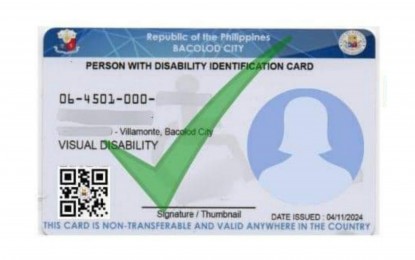 <p><strong>PWD CARD</strong>. A sample of the new persons with disability identification card issued by the City of Bacolod. It has a quick response code to ensure data security.<em> (Image courtesy of Bacolod City PIO)</em></p>
