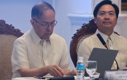<p><strong>INHERENT RIGHT.</strong> Labor Secretary Bienvenido Laguesma (left) and Civil Service Commission Chairperson Karlo Nograles during the launch at the Department of Justice in Manila on Monday (April 29, 2024) of the amended implementing rules and regulations on how government employees may organize. The revised rules seek to continuously improve and safeguard the exercise of the right to self-organization in the public sector. <em>(PNA photo by Benjamin Pulta)</em></p>