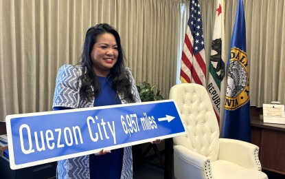 <p><strong>SISTER CITY.</strong> Daly City Mayor Juslyn Manalo during the courtesy call of visiting Filipino journalists at her office at the Daly City Hall on April 29, 2024 (San Francisco time). Manalo said she is looking at ways to increase exchanges with Quezon City, Daly's sister city. <em>(PNA photo by Joyce Rocamora)</em></p>